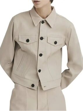 Rag & Bone Debbie Leather Jacket XS | Stone Beige Lamb Leather | NWT